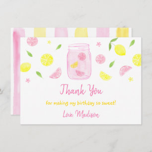 Carte De Remerciements Lemonade rose Lemon Anniversaire