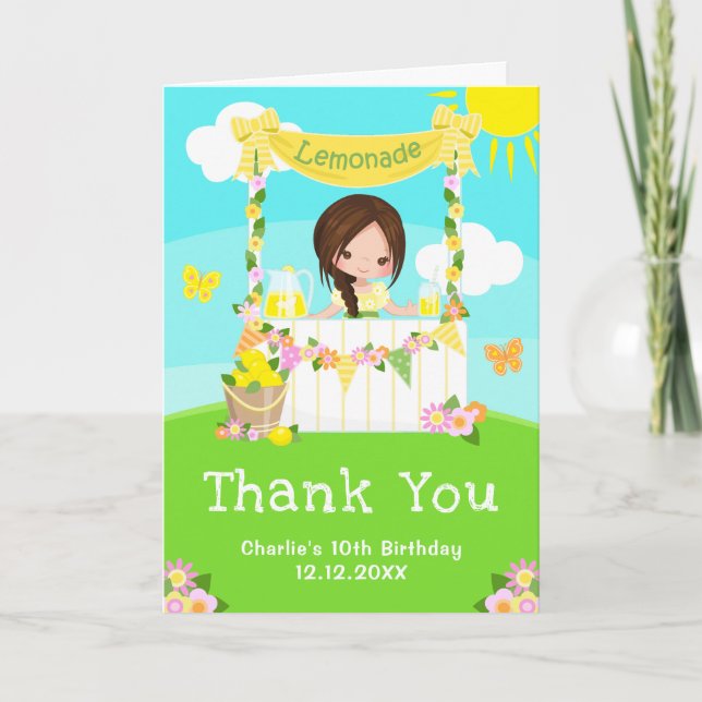 Carte De Remerciements Lemonade Stand Anniversaire Brown coiffeuse (Devant)