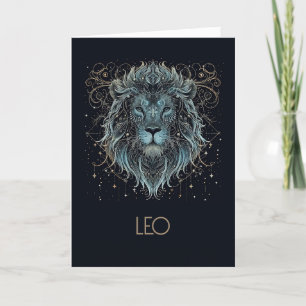 Carte De Remerciements Leo Zodiac Constellation Blank Folk Card