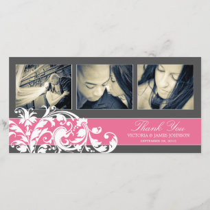 CARTE DE REMERCIEMENTS L'ÉPOUSANT ROSE DU FLOURISH