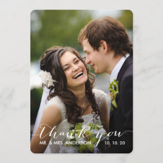 Carte de remerciements l'épousant simple de photo