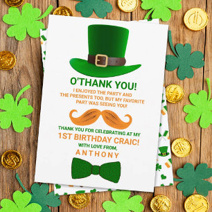 Carte De Remerciements Leprechaun moderne St. Patrick's Any Age Anniversa