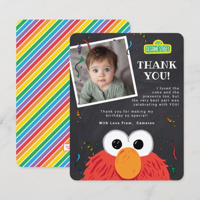Carte De Remerciements Les amis de Sesame Street Confetti Anniversaire (Devant / Derrière)