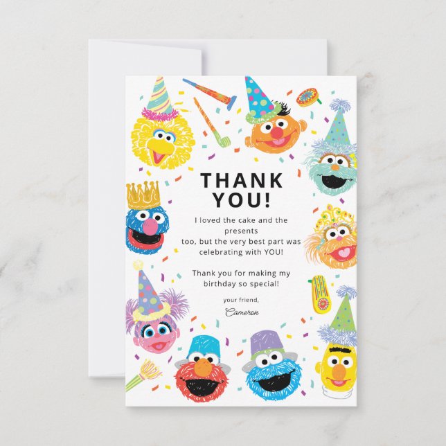 Carte De Remerciements Les amis de Sesame Street Confetti Anniversaire  (Devant)
