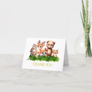 Carte De Remerciements Les animaux de forêt mignons