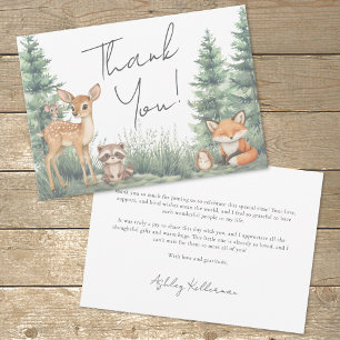 Carte De Remerciements Les Animaux de la Forêt de Bois - Baby Shower Aven