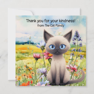 Carte De Remerciements Les chats sont dans le champ de fleurs