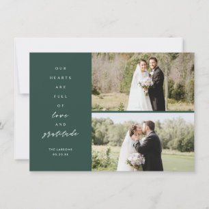 Carte De Remerciements Les coeurs sont Mariage vert photo 3