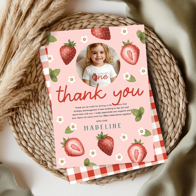 Carte De Remerciements Les filles Berry Premier enfant 1er anniversaire P (Créateur téléchargé)