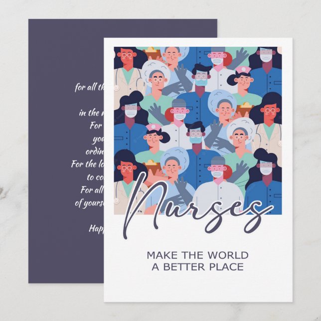 Carte De Remerciements Les infirmières font du monde un meilleur endroit  (Devant / Derrière)