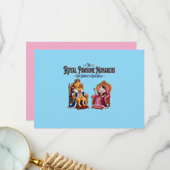 Carte De Remerciements Les Monarques Royaux Pawsome (Devant/Arrière en situation)
