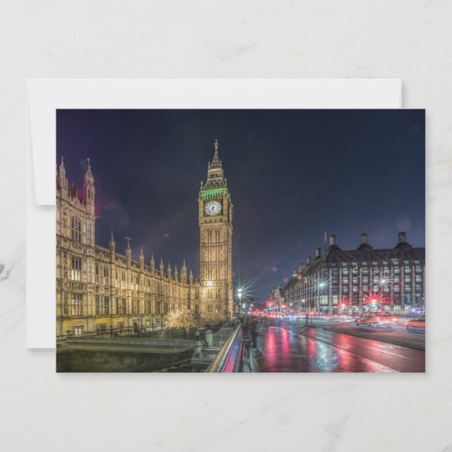 Carte De Remerciements Les monuments | Big Ben la nuit (Devant)