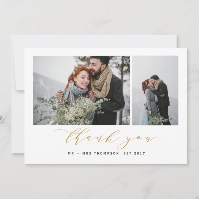 CARTE DE REMERCIEMENTS LES NOUVEAUX DÉBUTS REMERCIENT YOU-GOLD (Devant)