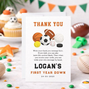 Carte De Remerciements Les petits débutants sportifs 1er anniversaire   F