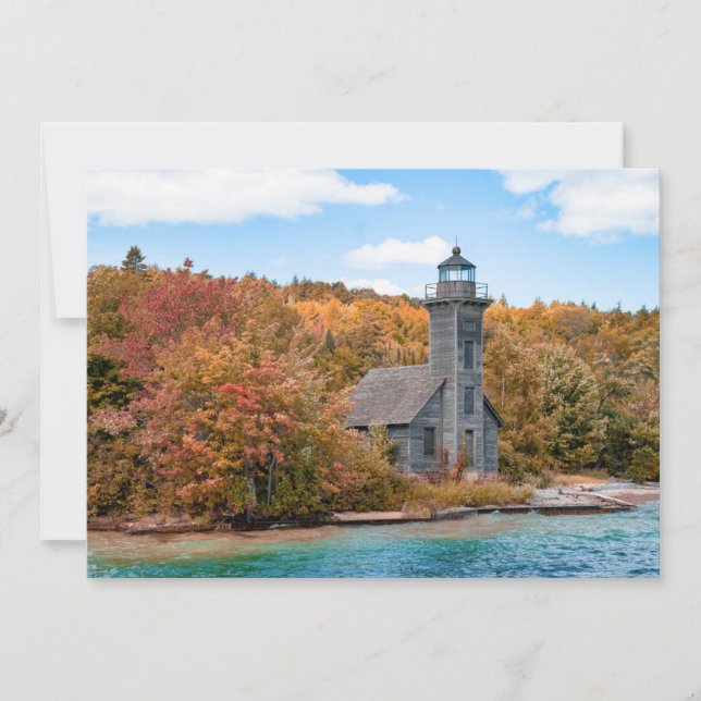 Carte De Remerciements Les phares | Grand Island East Channel Light (Devant)