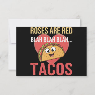 Carte De Remerciements Les roses sont Red Blah Tacos Valentines Jour de l