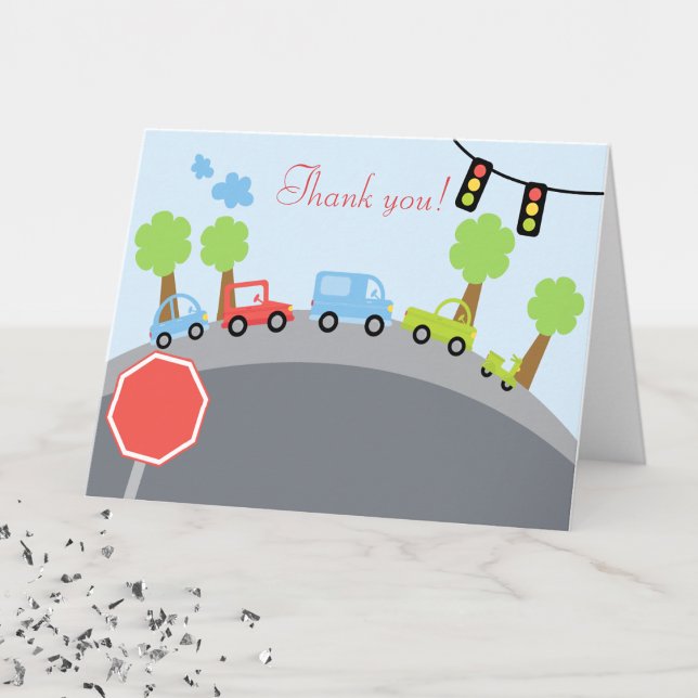 Carte De Remerciements Les voitures de bourdonnement de bourdonnement ont (Transportation Thank You Note Card)