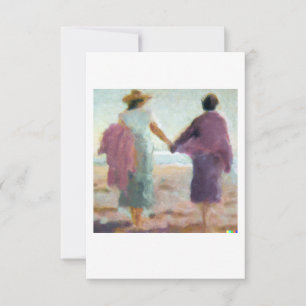 Carte De Remerciements Lesbian Anniversary Card Two Women On The Beach