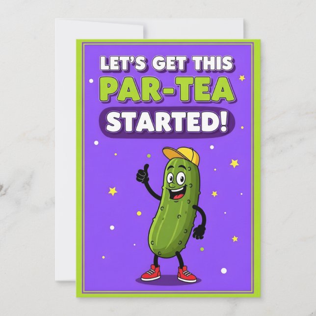Carte De Remerciements Let’s Get This Par-Tea funny pickle pun gift (Devant)