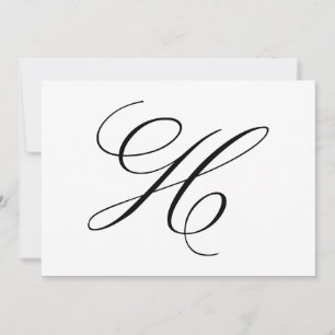 Carte De Remerciements Lettre calligraphie H Monogramme Mariage