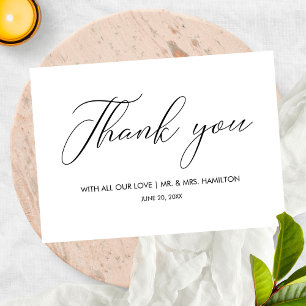 Carte De Remerciements Lettre calligraphiée Remerciement de mariage noir