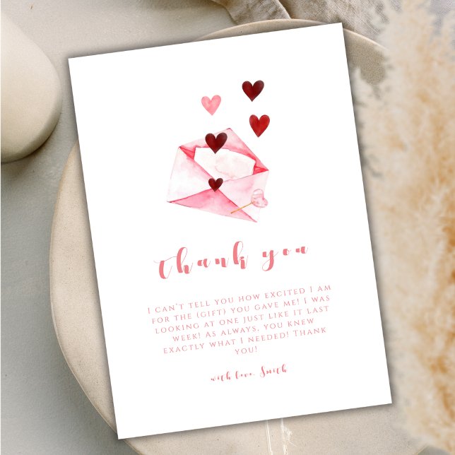 Carte De Remerciements LETTRE COEUR DOUCE AQUATIQUE Baby shower (Watercolor Sweet Heart Letter Baby Shower Thank You Card)
