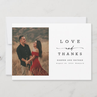 Carte De Remerciements Lettre de calligraphie moderne Photo de mariage