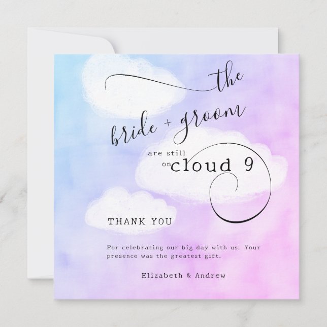 Carte De Remerciements Lettre de Cloud 9 Wedding shower Décontracté humor (Devant)