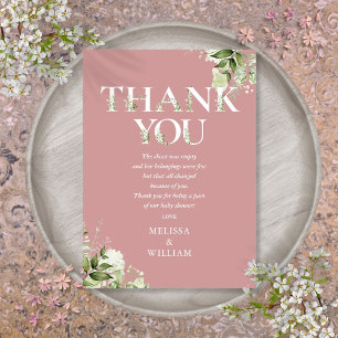 Carte De Remerciements Lettre de verdure rose poussiéreuse Poème pour Bab