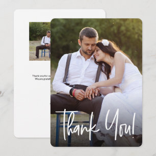 Carte De Remerciements Lettre main Mariage Simple Photos personnalisés