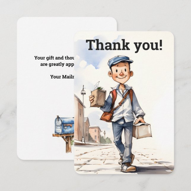 CARTE DE REMERCIEMENTS LETTRE MESSAGERIE PERTINENTE PORTE (Devant / Derrière)