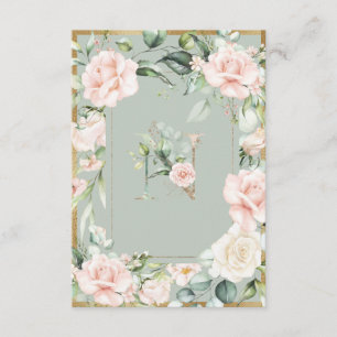 Carte De Remerciements Lettre monogramme N Roses floraux verts
