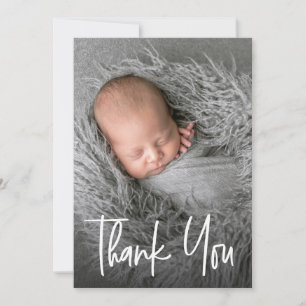 Carte De Remerciements Lettre personnalisée moderne pour Baby Shower Phot