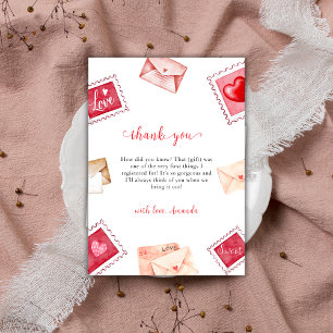 Carte De Remerciements Lettre Valentine Timbre Baby shower amoureux