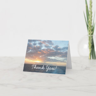 Carte De Remerciements Lever de soleil en mer I Paysage marin pastel