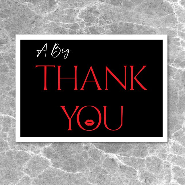 Carte De Remerciements Lèvres rouges minimales modernes Elle a trente ans (Modern Minimal Red Lips She's Thirty Birthday Thank You Card)