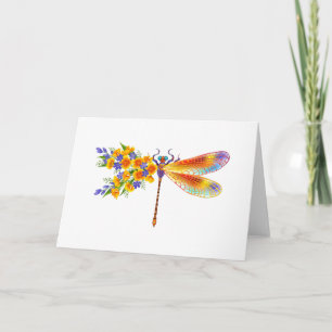 Carte De Remerciements Libellule à Fleur Jaune