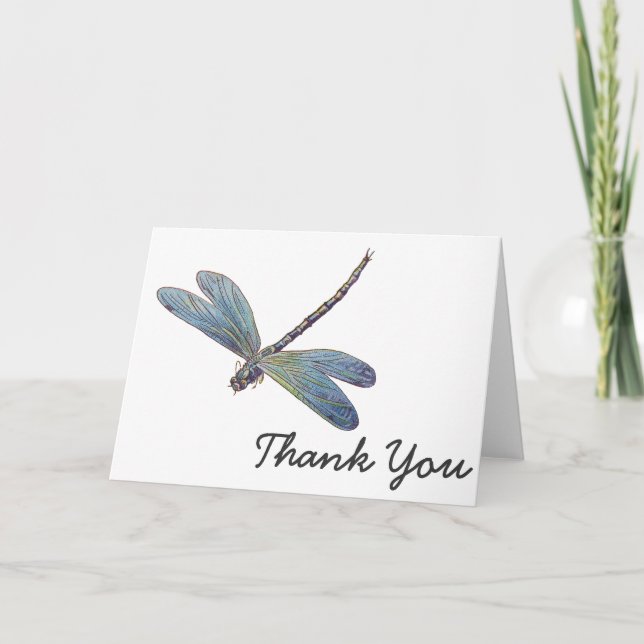 Carte De Remerciements Libellule bleue vintage (Devant)