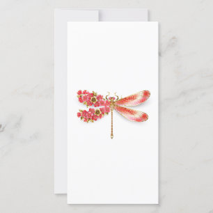 Carte De Remerciements libellule de fleurs avec sakura de bijoux