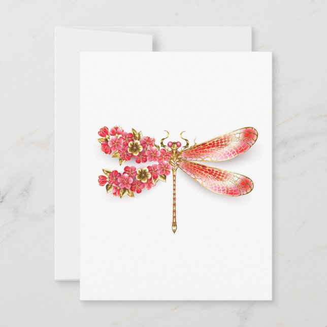 Carte De Remerciements libellule de fleurs avec sakura de bijoux (Devant)