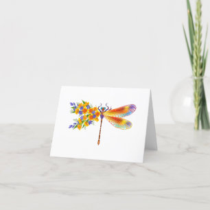 Carte De Remerciements libellule de fleurs jaunes