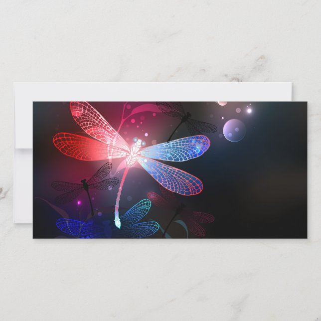 Carte De Remerciements libellule rouge brillante (Devant)