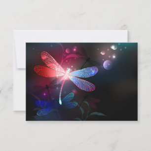 Carte De Remerciements libellule rouge brillante