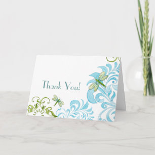 Carte De Remerciements Libellule Tourbillons Roulé Floral Moderne Remerci