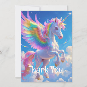 Carte De Remerciements Licorne arc-en-ciel ailée dansante