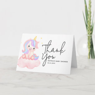 Carte De Remerciements Licorne Arc-en-Ciel Mignonne et Fantaisiste pour B