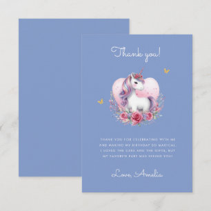 Carte De Remerciements Licorne Florale Fantaisiste Anniversaire Bleu