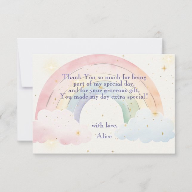 Carte De Remerciements Licornes magiques et anniversaire à l'aquarelle ar (Devant)