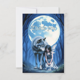 Carte De Remerciements Lien au Clair de Lune – Le Loup et la Fée Gothique