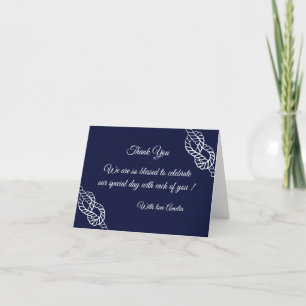 Carte De Remerciements Lien La corde Nautique Knot Blanc & Mariage Marine